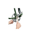 Using Beefy Bottom Bracket Wrench for Bicycle Maintenance And Repair on a bike's bottom bracket with grippy steel tool.