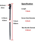 Heavy Duty 7.5 Inch Zip Ties With Mounting Screw Holes, UV Resistant Nylon 66, 50 Lbs Tensile, 100 Pack specifications chart.