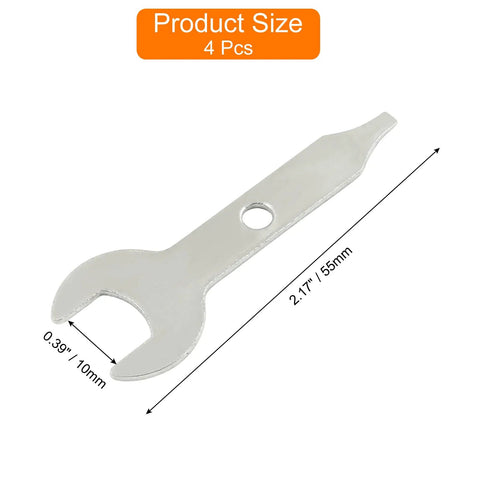 4 Piece Collet Wrench Key Set Three Eighths Inch Nine Point Five Millimeter Stainless Steel Multitool Wrench on white background