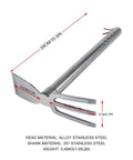 Stainless Steel Garden Hoe Rake Dual Head 15 Inch Heavy Duty One Hand Use Weeder And Cultivator 3 Prong Multipurpose Tool