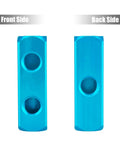 Two Way Five Port Aluminum Air Manifold for Compressors with visible front and back NPT 1/4 inch ports in blue aluminum