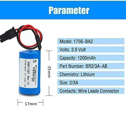 15 Pack 3V 1800mAh Non Rechargeable PLC Battery 1756 BA2 for CNC Systems Replacement Battery specifications chart