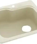 Solid Surface Kitchen Sink 25 Inch Long, 1 Hole Dual Mount With Single Bowl, 9 Inch Deep, Bone Color, top view