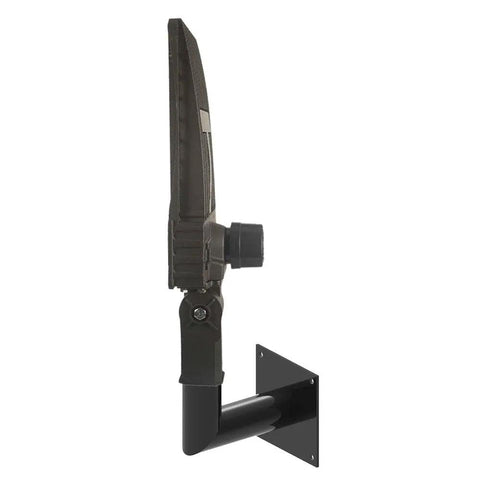 Side view of 90 Degree LED Wall Mount Bracket for Slip Fitter Lights Beefy Heavy Duty Wall Bracket with 2 3/8 inch pole mount