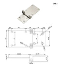 Front view of metal high-torque damping hinge with mounting plate and four mounting holes; 3.0 N·m torque