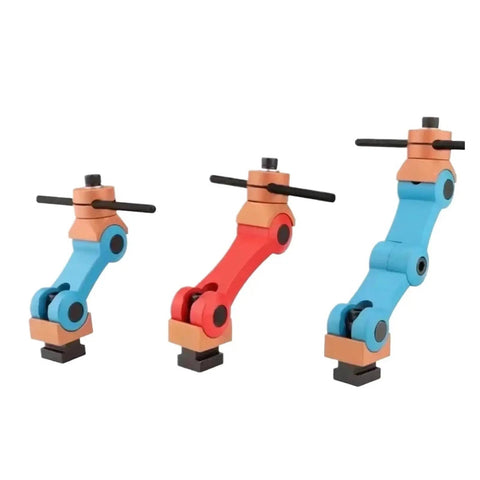 Universal Adjustable Work Stop Locator Built Tough For Cnc Mill And Lathe Machinery featuring blue, red, and tan size variations for stable positioning.