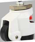 4Pcs Adjustable Swivel Workbench Casters Heavy Duty Leveling Wheels With 60F Plate Mount Non Skid Pad Aluminum Body Nylon Wheels For Equipment And Machinery Tough As Nails Ideal For Small Industrial Transport Casters For Stands And Enclosures, white nylon wheel close-up