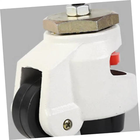4Pcs Adjustable Swivel Workbench Casters Heavy Duty Leveling Wheels With 60F Plate Mount Non Skid Pad Aluminum Body Nylon Wheels For Equipment And Machinery Tough As Nails Ideal For Small Industrial Transport Casters For Stands And Enclosures, white nylon wheel close-up