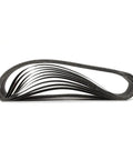 HPG120-10 One And One Half Inch By Thirty Inch Aluminum Oxide Sanding Belt 120 Grit Ten Pack stacked in profile view.