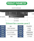 Product specifications for High Power Solar Exhaust Fan 2500RPM High CFM For Attic Up To 500 Sq Ft With IP65 Waterproof Build Auto On Off Whisper Quiet No Fuss Easy DIY Installation For Garage Greenhouse Shed Roof Vent 15W Solar Ventilation.