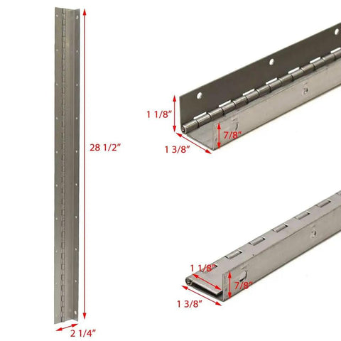 Premium Marine Grade Stainless Steel Offset Hinge For Heavy Duty Boat Access Doors and Transom Hatches 28 1/2 X 2 1/4 Inch dimensions and details