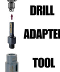 Angle Grinder To Drill Adapter Five Eighths Inch Eleven To One Half Inch Converts Diamond Core Bits Grinding Cups And Polishing Pads To Standard One Half Inch Drills With Heavy Duty Triangle Shank displayed in exploded view with parts labeled drill adapter tool.