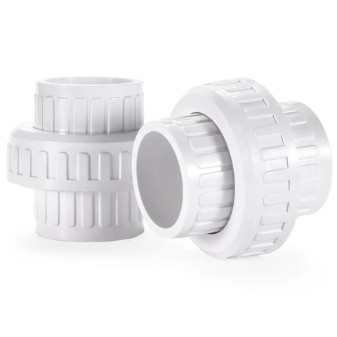 1-1/2 Inch PVC Union Pipe Fitting Socket To Socket With Built In EPDM O Ring, white, Schedule 40, 2 pack for plumbing repairs
