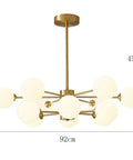 Modern Sputnik Chandelier Pendant Light With Darn Polished Copper Arms And Soft White Glass Shades Sweet Height Adjustable Design E27 Base Standard Bulbs Top Shelf Illumination For Home, 9 glass shades, 92cm wide.