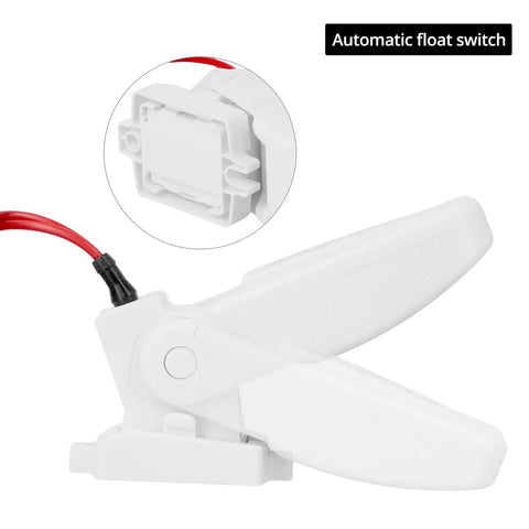 Two Pack Rugged Automatic Boat Bilge Pump Float Switch with moisture tight seals shown with red wire connection, side view
