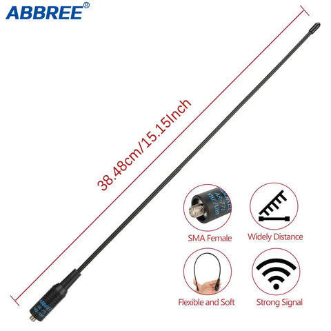 Dual Band Ham Radio Antenna 15.15 Inch Soft Whip SMA Female Connector for Baofeng UV5R Two Pack