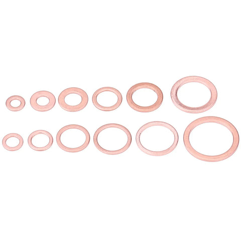 All-In-One Copper Washers Set, 280 Pieces in 12 Sizes With Storage Box, Heavy-Duty Copper Washers for Automotive Hydraulic Fittings, High Conductivity and Tight Seals, Reliable Sealing, Durable and Easy to Use; assorted copper washers