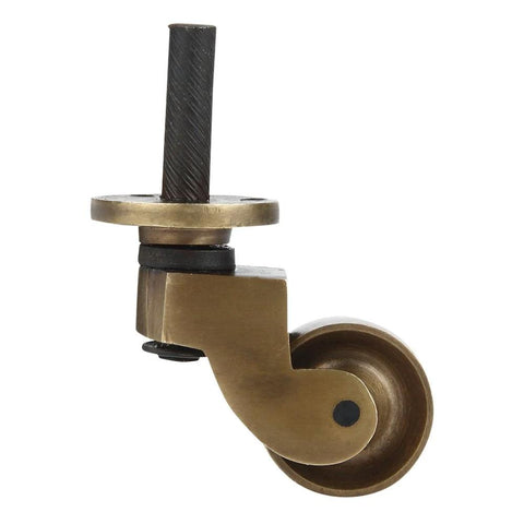 Heavy Duty Brass Stem Casters Set Of 4 With Antique Brass Finish For Furniture Chairs And Tables 1 Inch Wheel Diameter