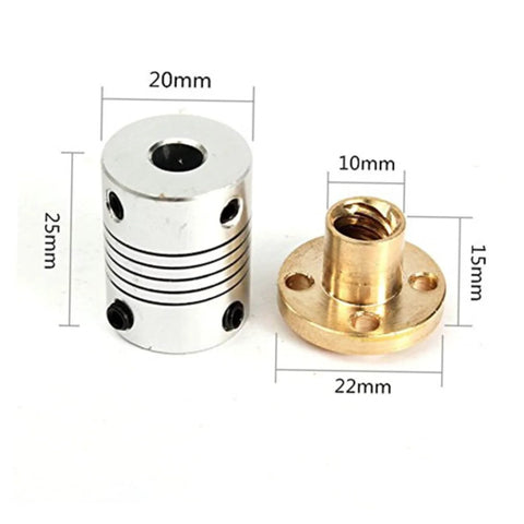 500mm Lead Screw Kit For 3D Printers With Nuts Coupling And Ball Bearing