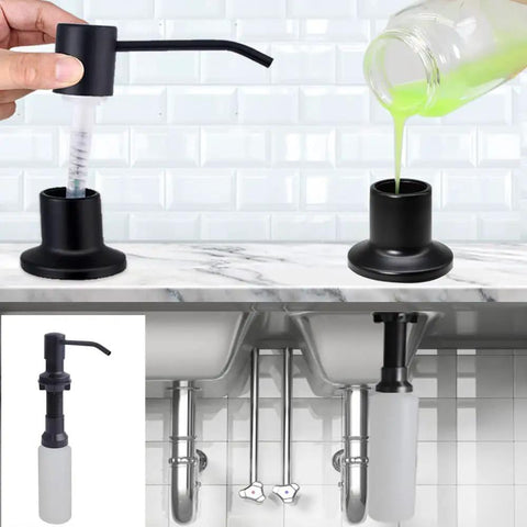 Matte Black Kitchen Sink Soap Dispenser With 47 Inch Extension Tube Kit And 17 Oz Soap Bottle Hands Free Pump Replacement shown installed