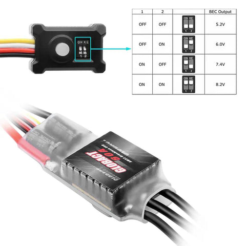 Beefed Up 80A Crawler ESC and 3542 Brushless Motor Kit for One Eighth and One Tenth RC Crawlers configuration chart
