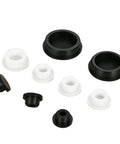 Silicone Rubber Circular Plug Seal For Holes 6.8mm To 161.5mm Universal Pipe Cap, black and white, various sizes displayed