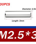 Industrial Grade 304 Stainless Steel Dowel Pins Set 100 Pieces Precision Ground Solid Alignment Pins For Machinery Molding Fixtures And Engineering Projects Built Tough For A Tight Dope Fit In CNC Auto Shop Woodworking And 3D Printing 2.5x3