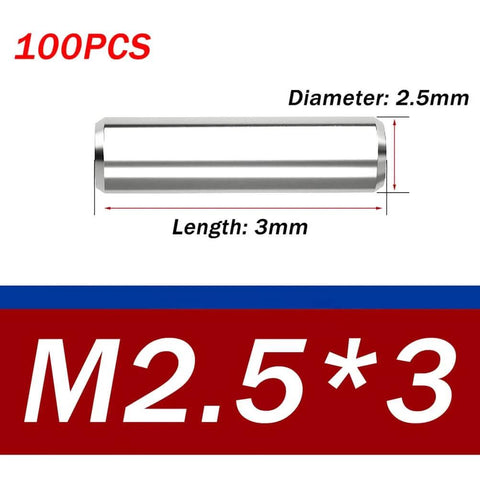 Industrial Grade 304 Stainless Steel Dowel Pins Set 100 Pieces Precision Ground Solid Alignment Pins For Machinery Molding Fixtures And Engineering Projects Built Tough For A Tight Dope Fit In CNC Auto Shop Woodworking And 3D Printing 2.5x3