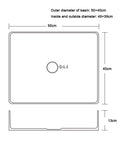 Diagram of USZWBY Bathroom Vessel Sink Stainless Steel Countertop Sink Hotel Bathroom Vessel Sink Rectangular Countertop Sink Art Basin, L 19.7 Inch × W 15.7 Inch × H 5.1.