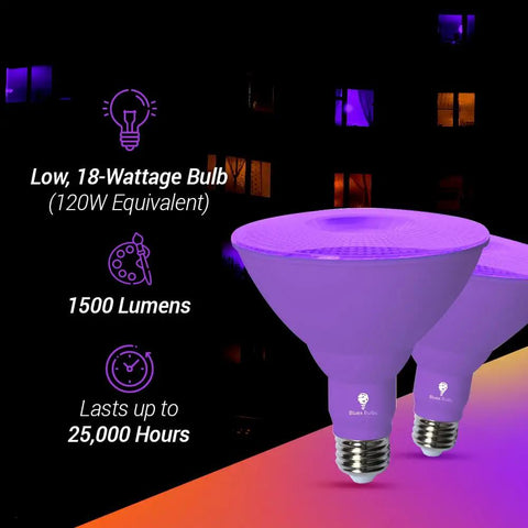 Straight Fire Purple Led Par38 Flood Bulbs 2 Pack 18 Watt Takes Down 120 Watt Dimmable E26 Base Party Decor Halloween Porch Setup That Goes Hard On Lighting With Total Vibe Control