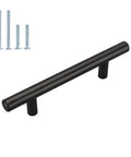 4 Inch Matte Black Cabinet Handles 10 Pack Stainless Steel Drawer Pulls For Kitchen Cabinets Upgrade Your Space With A Slick Modern Look Easy Install And Durable Everyday Use, single handle with screws