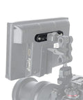 Top Shelf Camera Mounting Plate Cheese Bar Extension featuring 1/4 and 3/8 inch threads assembled on a camera monitor.