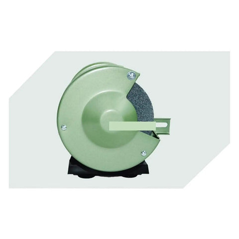 5 Inch Multi-Function Bench Grinder With One-Piece Knife Sharpener, 120W Electric Polishing Grinding Wheel Machine side view with grinding wheel.
