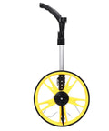 Keenso Digital Measuring Wheel 9999.9M Telescopic Design with a yellow wheel and retractable handle for accurate measurements.