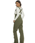 Back view of Women's Insulated Waterproof Snow Bibs For Skiing And Winter Outdoor Adventures, Durable Windproof Snow Pants Overalls.