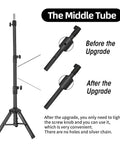 Comparison of the 55 Inch Heavy Duty Wig Head Stand With Pro Grade Adjustable Metal Tripod before and after upgrade.