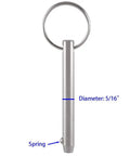 Two Pack Quick Release Pins For Boats And Marine Tops, Five Sixteenth Inch Diameter, Usable Length Two And One Quarter Inch, 316 Stainless Steel, Durable Spring Loaded Ball Tip, Ideal For Bimini Top, Deck Hinges And Support Poles