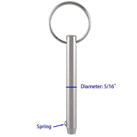 Two Pack Quick Release Pins For Boats And Marine Tops, Five Sixteenth Inch Diameter, Usable Length Two And One Quarter Inch, 316 Stainless Steel, Durable Spring Loaded Ball Tip, Ideal For Bimini Top, Deck Hinges And Support Poles