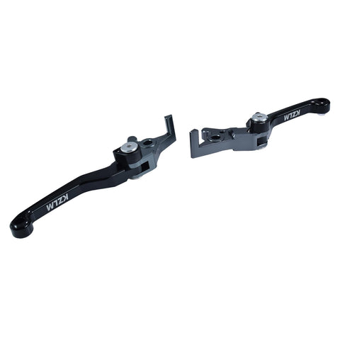 Ultra Bee Ready To Roll Brake And Clutch Lever Set CNC Foldable Aluminum 7075 shown separated and angled