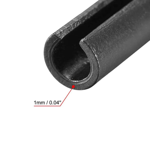 Close-up of a Slotted Spring Pin Assortment Kit 5mm By 40mm Plain Finish 65Mn Tension Pins For Small Machinery Projects, DIY friendly