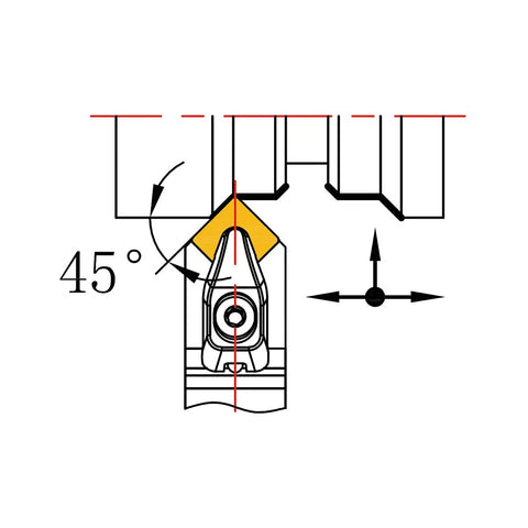 Turning Tool Holder With Twelve Four B Clamp For Heavy Machining Rigid Top And Hole Design at 45 Degree Lead Angle Diagram