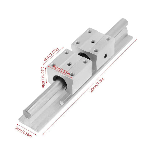 Rock Solid SBR12 Linear Guide Rail Kit 200mm Set with 4 SBR12UU sliding blocks, 2 rails for DIY routers, mills, and CNC lathes