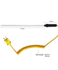 K Type Thermocouple Probe Handheld Temperature Sensor Stainless Steel Tip Built To Last In Harsh Environments High Temperature Range Minus 50 To 400 C Easy To Clean Workhorse For Industrial And Lab Use TP15 shown with yellow coiled cable