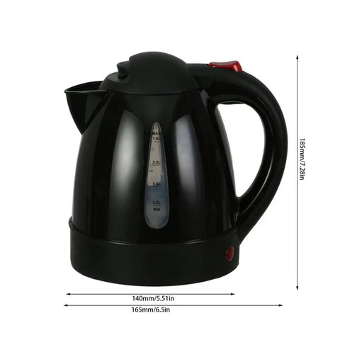 RigReady 24V 250W Portable Electric Kettle For Trucks And Rv Quick Heat Water Heater No Fuss Auto Shutoff black kettle with measuring scale