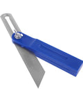 Adjustable Sliding T Bevel Gauge For Dead On Accurate Layouts And Easy Peasy Woodworking Angles with blue handle and steel blade.