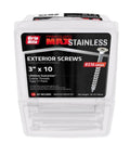 Box of 316 Stainless Steel Deck Screws No. 10 x 3 Inch With T25 Star Drive Coarse Thread For Cedar And Outdoor Wood Use