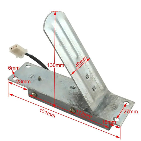 Universal Metal Hall Effect Foot Throttle Pedal For 12V To 72V Electric Scooters Go Karts ATVs UTVs Drift Trikes Golf Carts Quads Mopeds And More 3 Pin Connector Smooth Positive Feedback Acceleration For 4 Wheelers, 151x40x130mm
