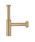 Flowstar S Bottle Trap In Brushed Bronze For Sink To Wall Mount, Space Saving Waste Pipe With Cup Shaped Vessel, side view