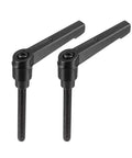 M6 50mm Adjustable Clamping Lever With Push Button Ratchet And Locking Lever Standard M6 1mm Pitch Matte Black 2 Pack Front View