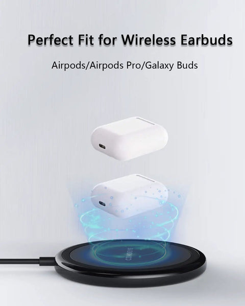 Two Pack 15W Fast Wireless Charger Pad for iPhone 17 Pro Max 17 Pro 17 16 15 14 13 12 And Samsung Galaxy S24 Ultra S23 Ultra S22 S21 AirPods Pro 2 Qi Compatible Case Friendly Sleek Charging Pad with AirPods charging above pad